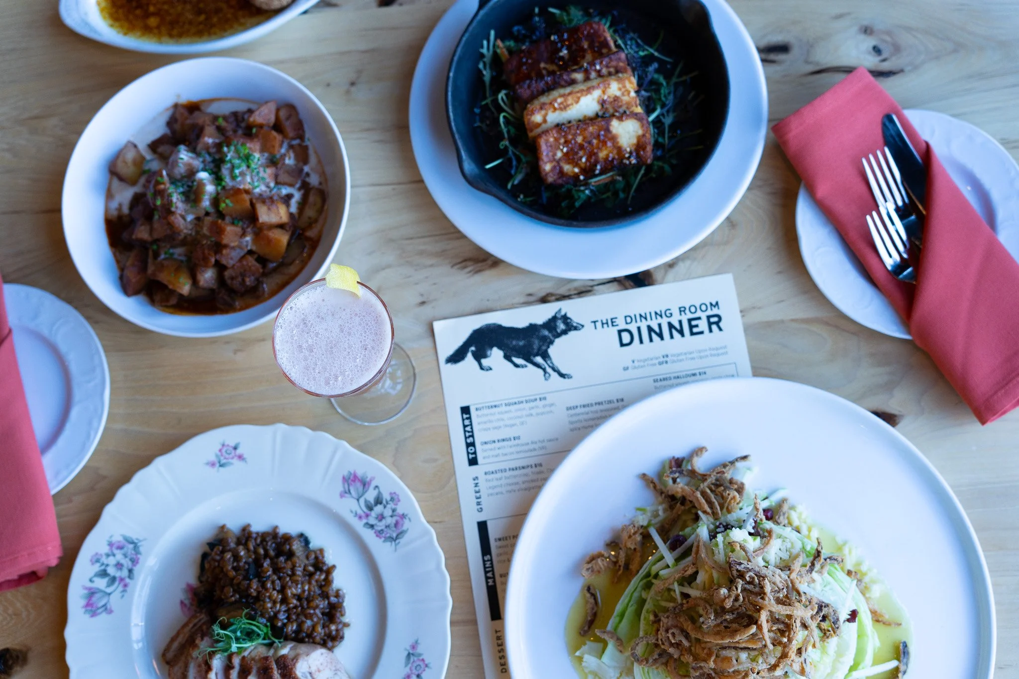 Dinner spread at the brewery